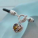 TORTOISE HEART WITH SILVER CASTING TOGGLE BRACELET