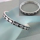 ELEPHANT THEME - BLACK WITH SILVER EMBOSSED ELEPHANTS - BRACELET