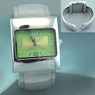 SILVER BANGLE DESIGN ~ METALIC GREEN FACE