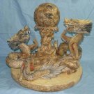 Nice Bone Carving Art Water Dragon Play Bead Figure