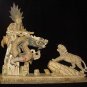Nice Old Bone Carving Art Lucky Dragon Tiger Figure