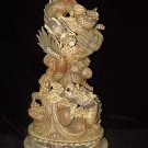 Nice Old Bone Carving Art Double Dragon Play Bead