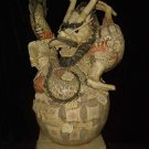 Nice Old Bone Carving Art Dragon King Entwine Bead