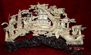 Nice Old Bone Carving Dragon Fly Paradise View