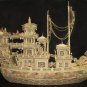 Nice Old Bone Art Carving Dragon emperor Ship 46"