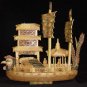 Nice Old Bone Art Handcarft Phoenxi Double Sailing boat