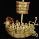 Nice Old Bone Art Handcarft God Phoenxi Sailing boat