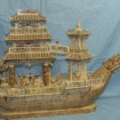 Nice Old Bone Art Handcarft Lucky Phoenix boat 30"