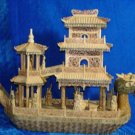Nice Old Bone Art Handcarft Lucky Dragon boat 25"