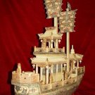Nice Old Bone Art Handcarft Two Sailing War Ship