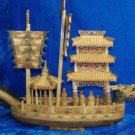 Nice Old Bone Art Handcarft Dragon Sailing Ship
