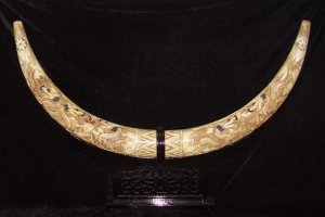 Nice Old Bone Art Handcarft Double Dragon Tooth Decoration