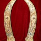 Nice Old Bone Art Handicraft Kwan-yin Ride Dragon Pair Tooth