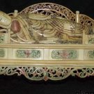 Old Bone Art Handicraft Lucky Buddha recumbent Bed Statue