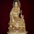 Old Bone Art Handicraft Lucky Kwan-yin Set Stone Statue