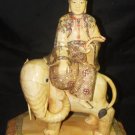 Old Bone Art Handicraft Ruyi Bodhisattva Ride Foo Dog Statue