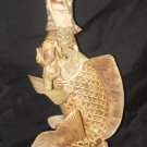 Old Bone Art Handicraft Lucky Kwan-yin Ride Fish Statue 29"