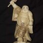 Old Bone Art Handicraft Lucky Fan Laughing Buddha Statue