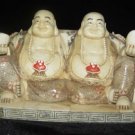 Old Bone Art Handicraft Lucky Two Fortune Buddha Figure