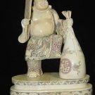 Old Bone Art Handicraft Lucky Fan Wealth Buddha Figure