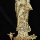 Old Bone Art Handicraft Lucky Water lily Kwan-yin Figure