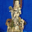 Old Bone Art Handicraft Lucky Kwan-yin Ride Dragon Statue