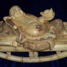 Old Bone Art Handicraft Laughing Mile Buddha Lie chaise longue