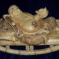 Old Bone Art Handicraft Laughing Mile Buddha Lie chaise longue
