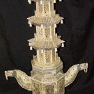 Old Bone Art Dragon Figure Handle Nice Carving Tower 37"