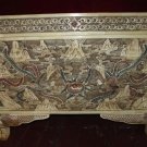 Exquisite Bone Art Handicraft Carving Double Phoenix Play Flower Chest