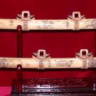 Exquisite Bone Art Handicraft Carving Two Sword On Shelf 32" Length