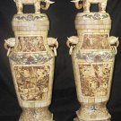 Exquisite Bone Art Handicraft Carving 8 Immortal Pair Elephant Bottle