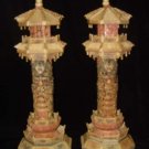Exquisite Bone Art Handicraft Carving Pair Dragon Tower