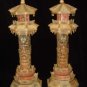 Exquisite Bone Art Handicraft Carving Pair Dragon Tower