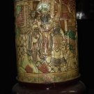 Exquisite Bone Art Handicraft Carving Fu Lu Shou Pen Vase
