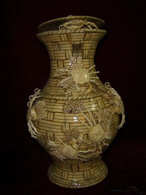 Exquisite Bone Art Handicraft Carving Crab Basket