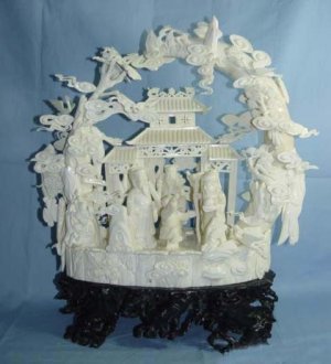 Exquisite Bone Art Handicraft Carving Three God wonderland