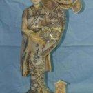 Exquisite Bone Art Handicraft Carving Lady Hold Gen. Cap