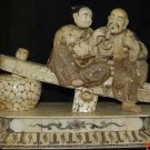 Exquisite Bone Art Handicraft Old blessedness Couple Statue