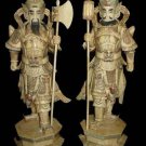 Exquisite Bone Art Handicraft Pair Safety Door God Statue