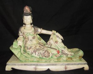 Exquisite Bone Art Handicraft Lucky fairy Lie lotus leaf Statue
