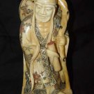 Exquisite Bone Art Handicraft Long eyebrow Stick God Statue