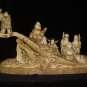 Exquisite Bone Art Handicraft Lucky Seven God By Ship Figure