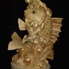 Exquisite Bone Art Handicraft Fish Lucky Wealth God Figure