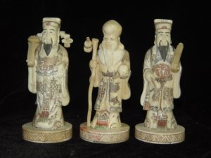 Exquisite Bone Art Handicraft Nice Fu Lu Shou God Figure
