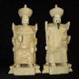 Exquisite Bone Art Handicraft Chinese Sitting emperor queen Figure