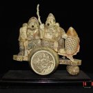 Exquisite Bone Art Handicraft Two Lucky Wealth God Great Figure
