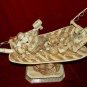 Exquisite Bone Art Handicraft Two Wealth God Sit Fan Ship Figure