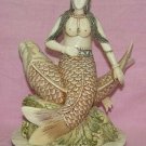 Exquisite Bone Art Handicraft sea-maiden Ride Fish  Figure