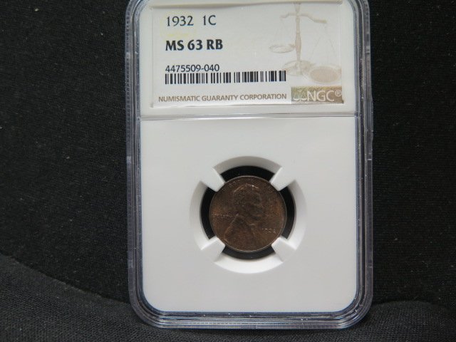 1932 1C Lincoln Wheat Penny. Choice Red/Brown UN-Circulated Cents. NGC MS63